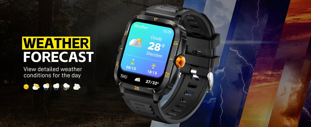 EIGIIS KT71 Rugged Smart Watch for Men | 1.96" HD Screen, Bluetooth Calling & Health Tracking (Black/Orange)