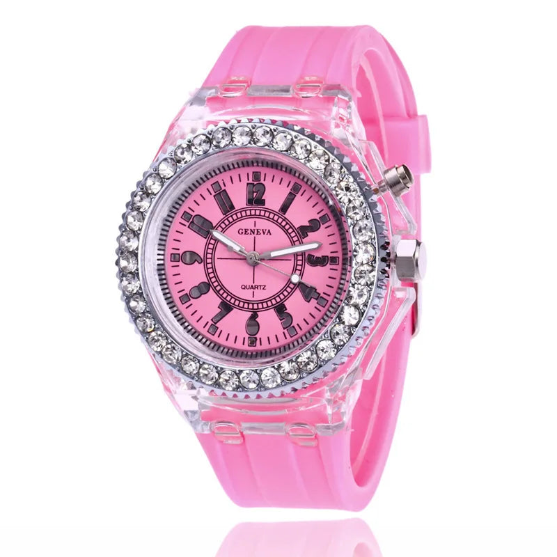 LED Luminous Silicone Watch | Stylish Unisex & Kids Wristwatch with Arabic Numerals and Flash Light Effect