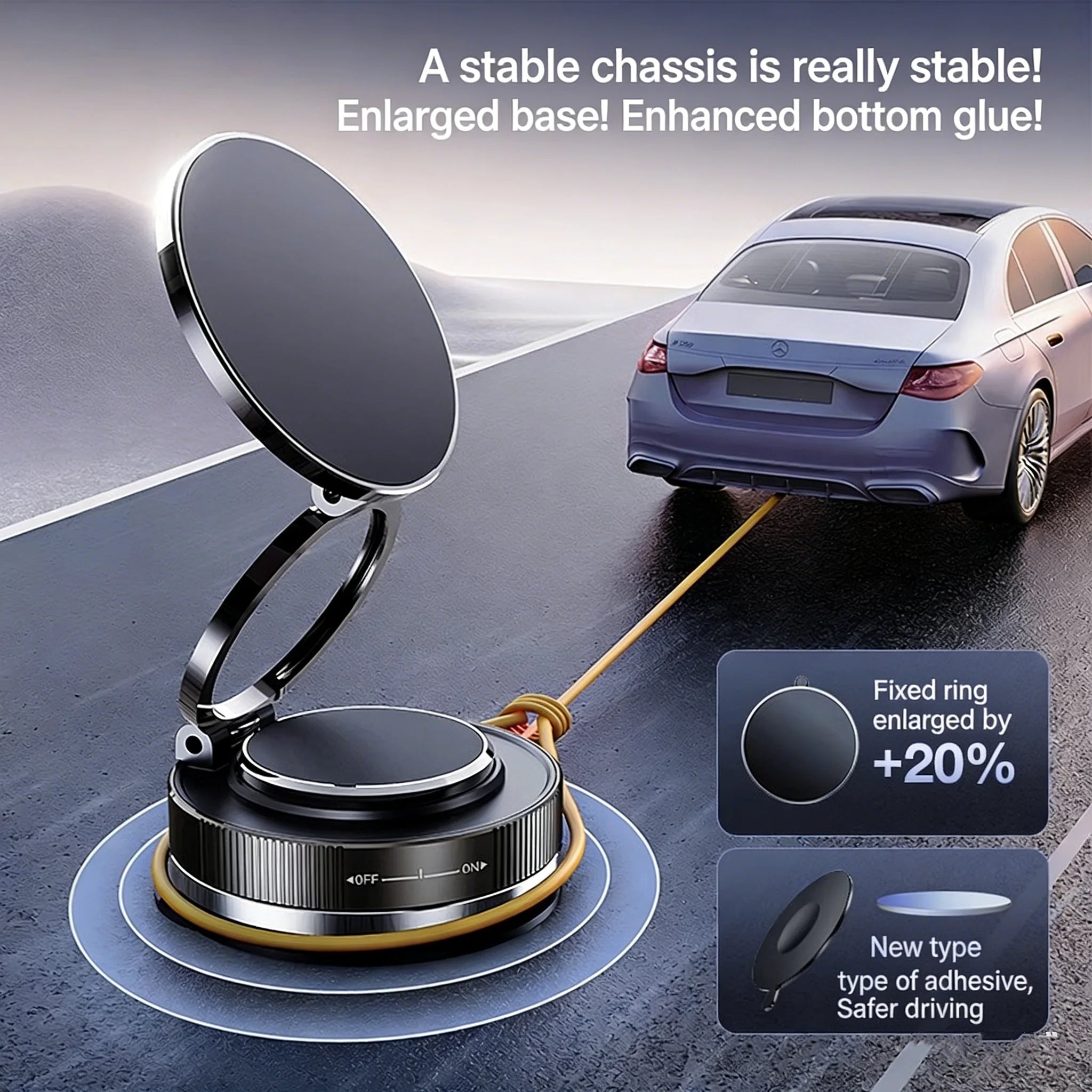 Vacuum Magnetic Car Phone Mount 360° Rotating Suction Cup Navigation Bracket