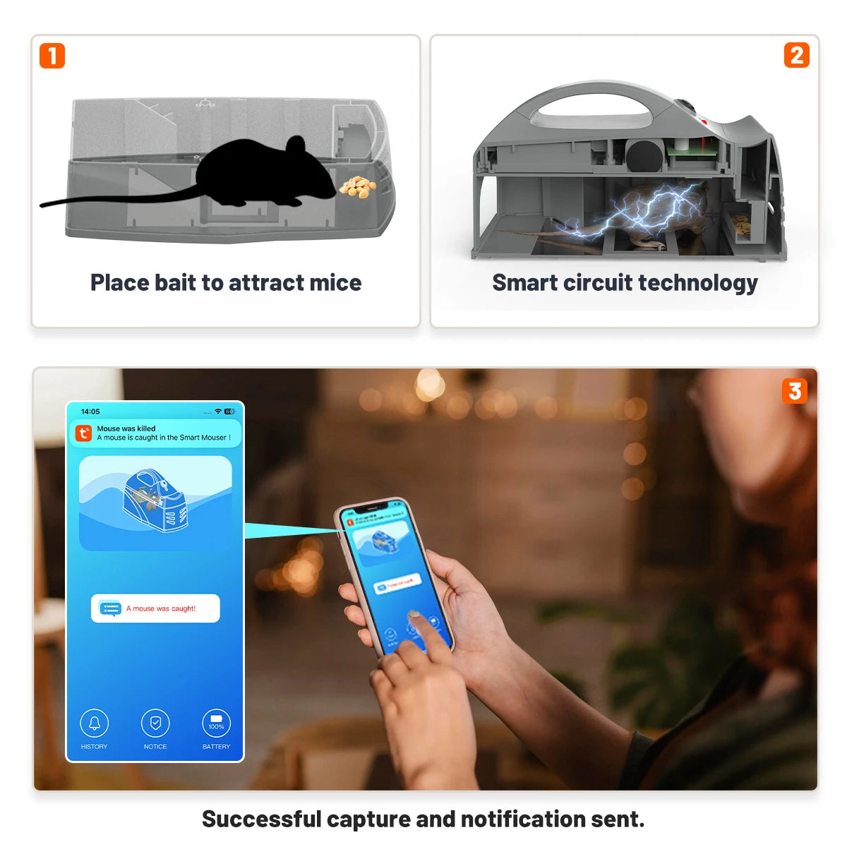 Tuya Wi-Fi Smart Electric Rat & Mouse Trap | 6000V High Voltage Rodent Killer with Anti-Escape Design & Smart Life App Monitoring