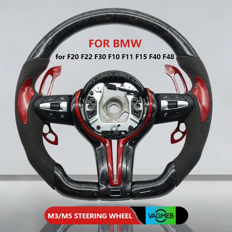 M Sports Carbon Fiber Steering Wheel with Yellow Stripe – Performance Modification for BMW
