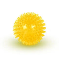 Durable squeaky spiked dog ball for teeth cleaning and play.