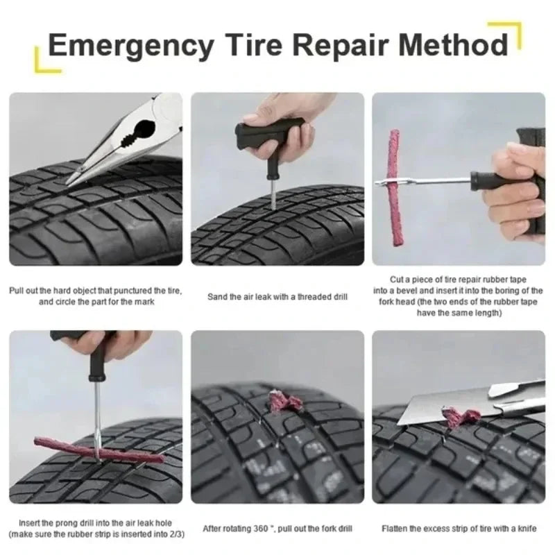 Car Tire Repair Kit | Tubeless Tire Puncture Plug Set for Car, Motorcycle & Truck (5–50 pcs)