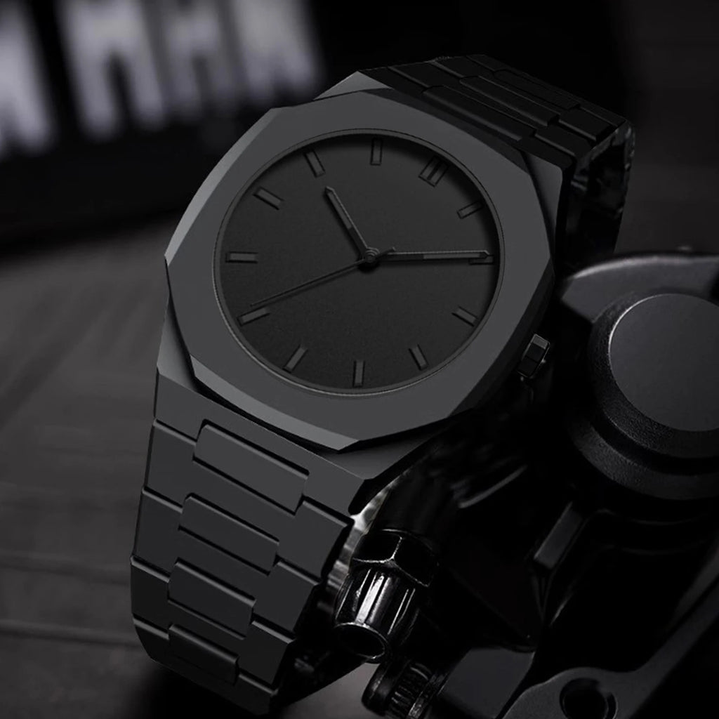 Men's Modern Stealth Sport Watch | Minimalist All-Black Design with Arabic Numerals | Precise Quartz Movement & Water Resistant
