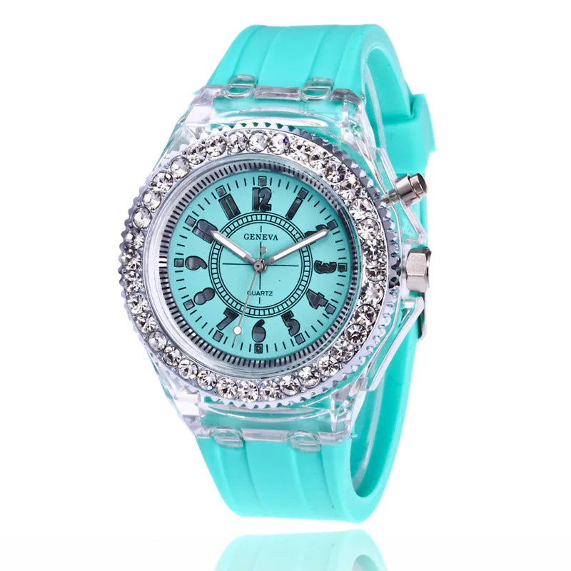 LED Luminous Silicone Watch | Stylish Unisex & Kids Wristwatch with Arabic Numerals and Flash Light Effect