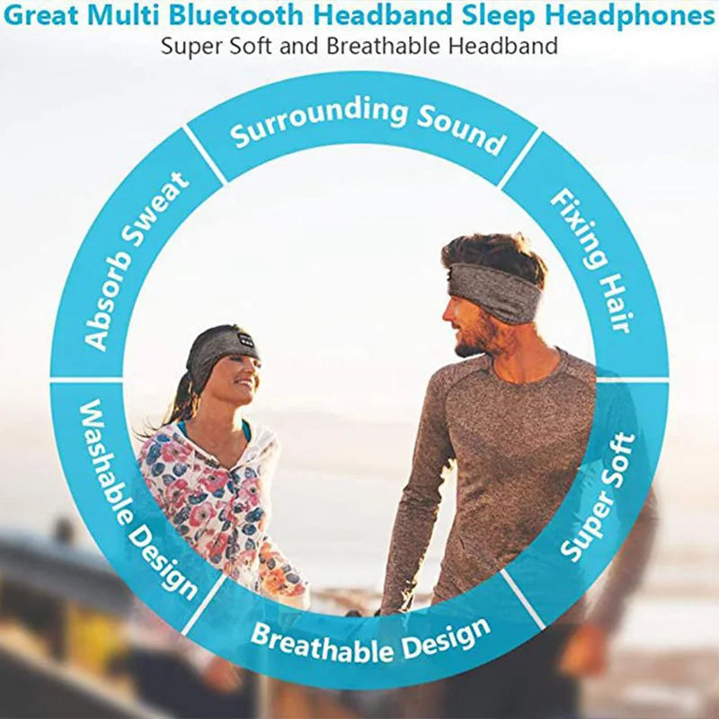 Wireless Bluetooth Sleeping Headband Headphones | Soft Elastic Sports & Sleep Music Headset