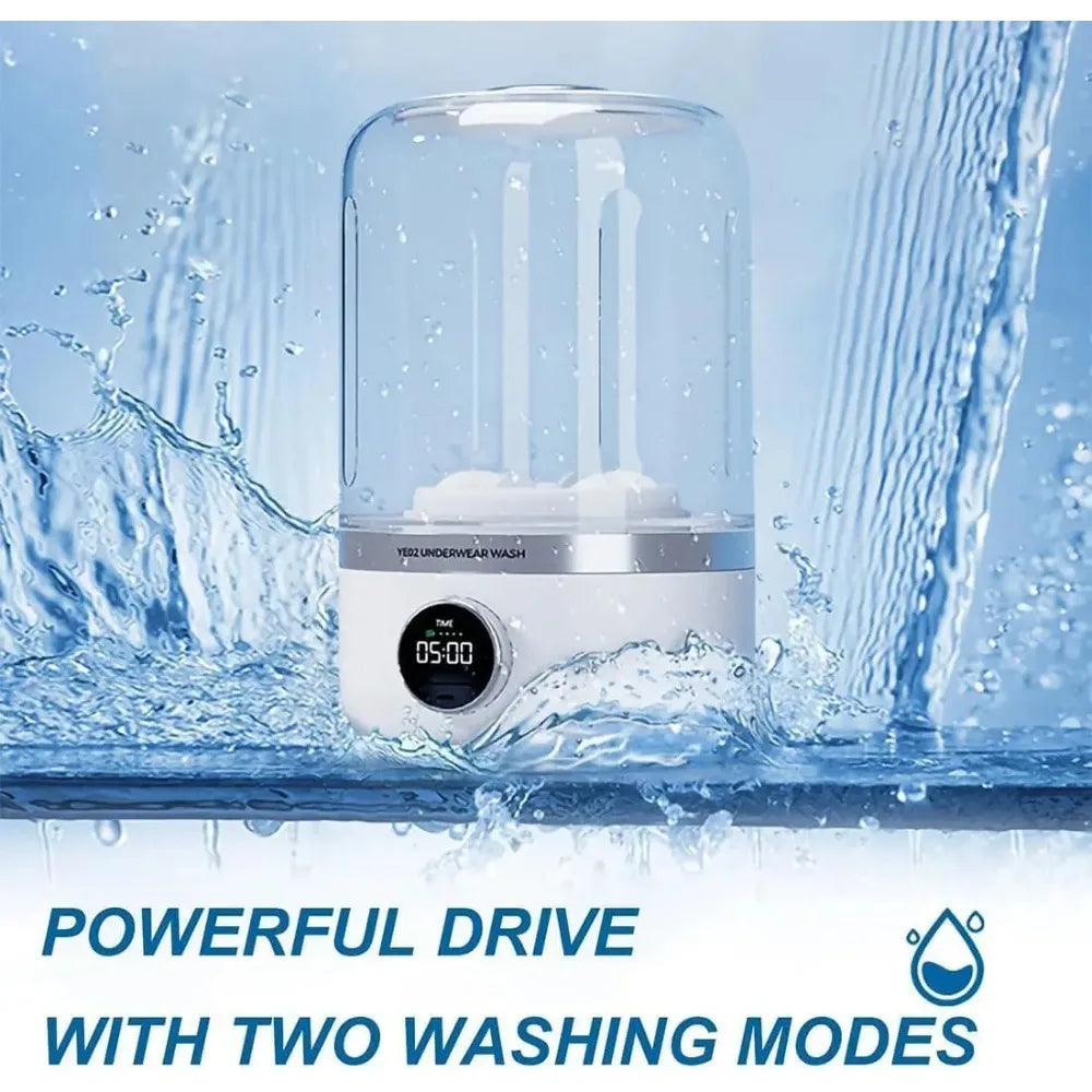 Wireless Portable Mini Washing Machine | 1L Dehydratable Laundry Bucket for Underwear & Socks