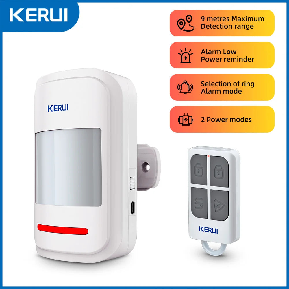 KERUI HW19 PIR Motion Sensor Detector Alarm | Wireless Security Chime & Remote Control System