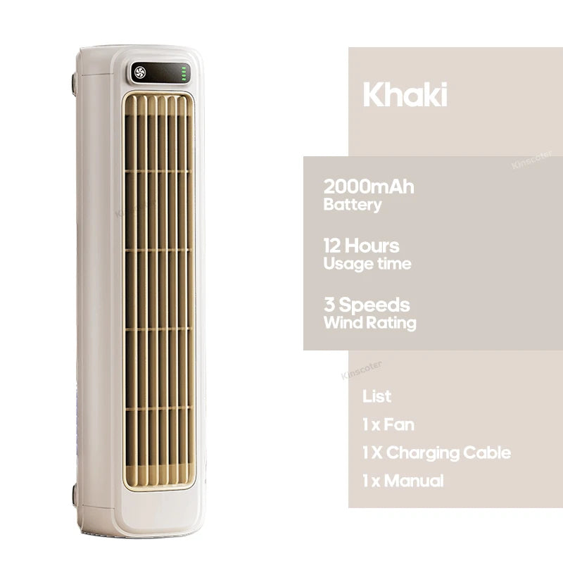 Kinscoter M60 Portable Bladeless Fan | Rechargeable USB Air Circulator