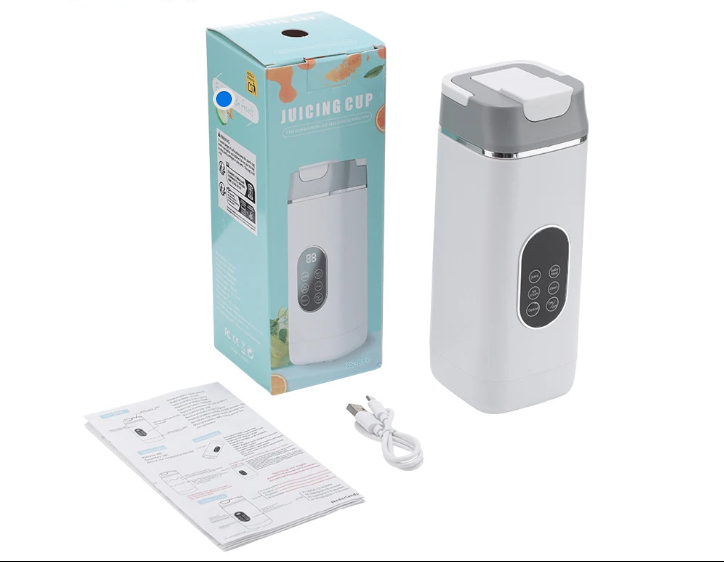 Portable USB Juicer Blender with 6-Bladed Steel Knife | Wireless Rechargeable Smoothie Maker with 2 Cups