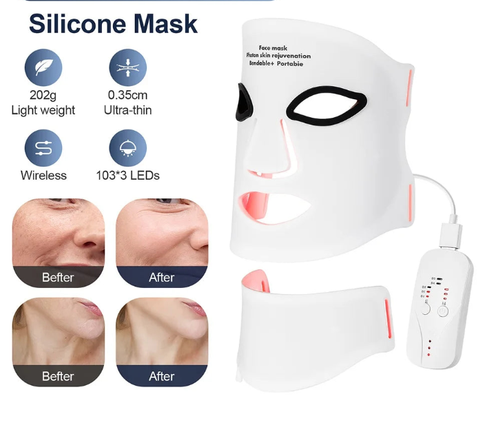 LED Silicone Face Mask – 7 Colors Photon Light Therapy (Wireless)