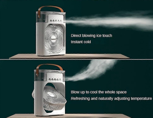 3-in-1 Mini Air Cooler Fan – Portable Humidifier & LED Night Light for Home and Office