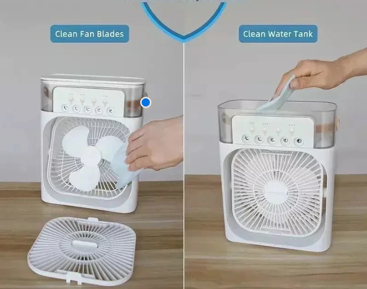 3-in-1 Mini Air Cooler Fan – Portable Humidifier & LED Night Light for Home and Office