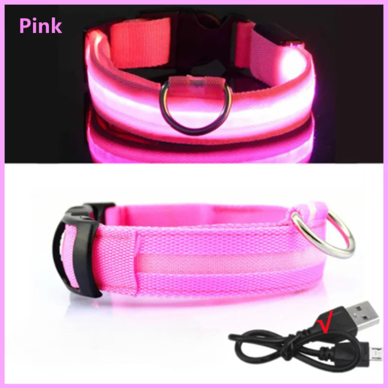 USB Rechargeable LED Glowing Pet Collar (Adjustable)