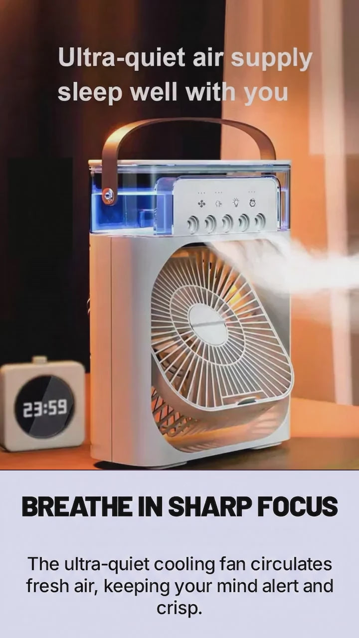 3-in-1 Mini Air Cooler Fan – Portable Humidifier & LED Night Light for Home and Office